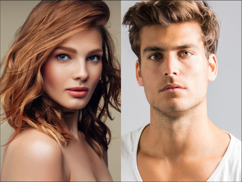 Mujer y Hombre con aspecto joven y atractivo.