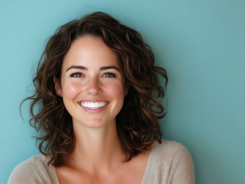 Mujer sonriendo con piel joven y dientes cuidados