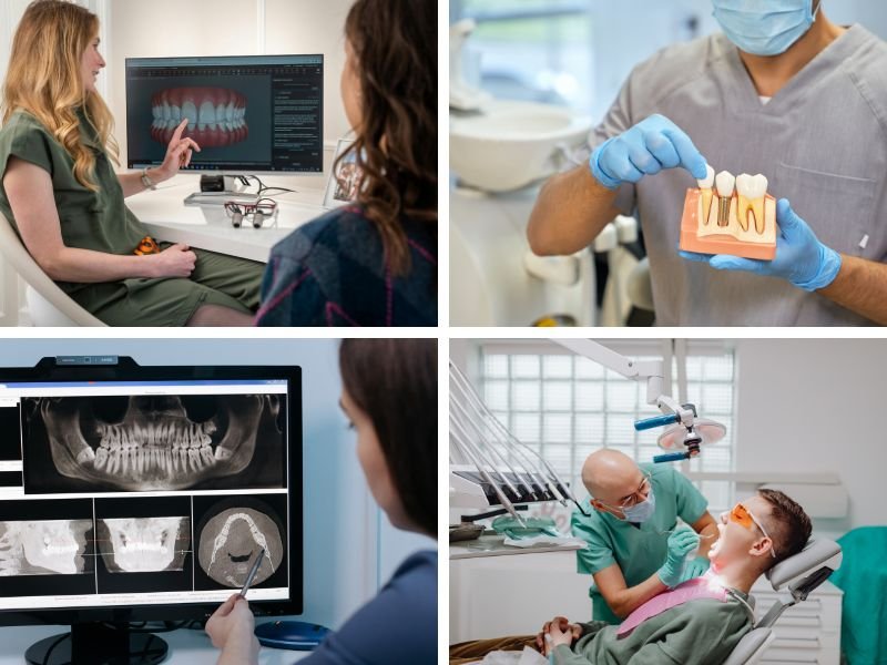 Equipo de una clínica dental especializada realizando un diagnóstico personalizado