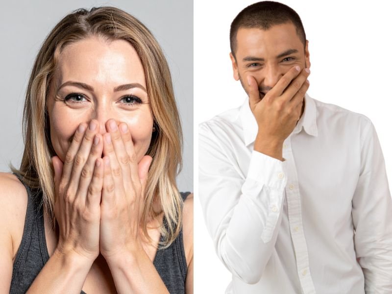 Persona que evita sonreír por sentirse incómoda con su sonrisa.